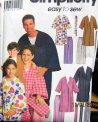 9834 FAMILY EZ KIDS XS-L, ADULTS ROBE,BOTTOMS PATTERN XS-XL